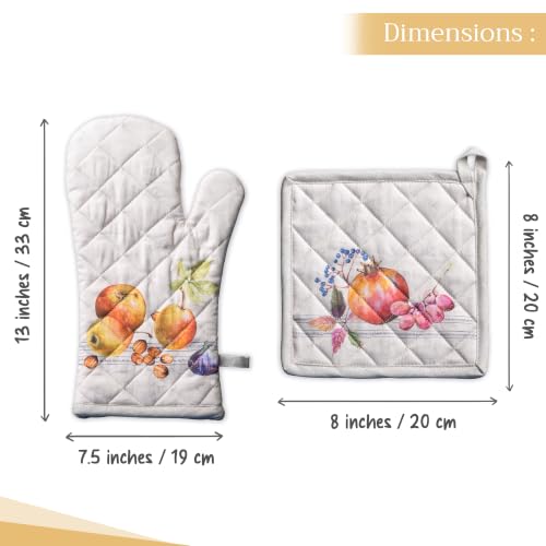 100% Cotton Oven Mitt & Pot Holder Set