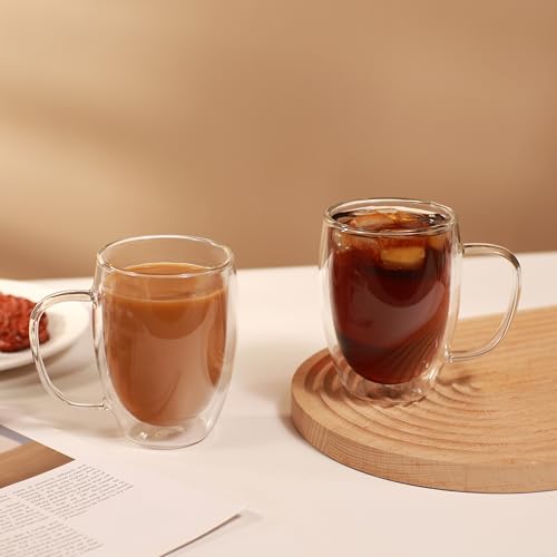 6 Pack Double Walled Glass Coffee Mugs (6 Count)