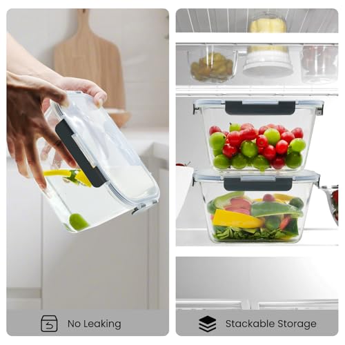 2 Pack Large Glass Storage Containers with Lids 85oz