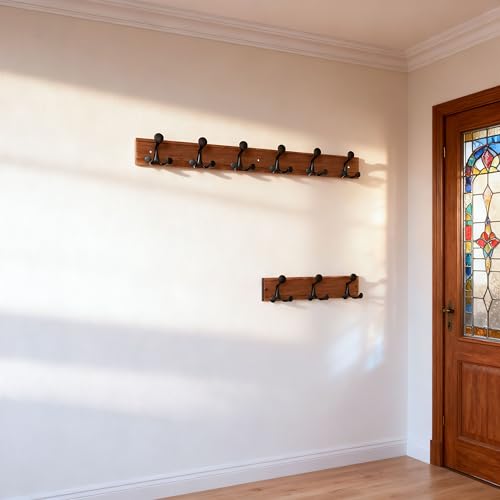 36 Inch Wood Coat Rack Wall Mount with 6 Triple Hooks