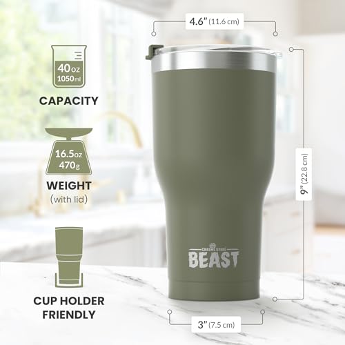 Beast 40 oz Tumbler Stainless Steel Vacuum Insulated Coffee Ice Cup Double Wall Travel Flask