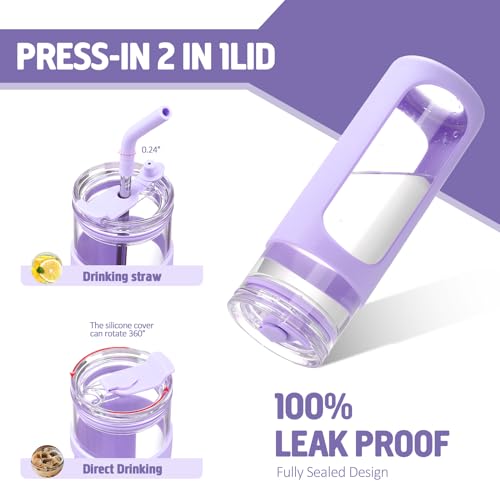 24oz Glass Tumbler with 2 Lids and Straws