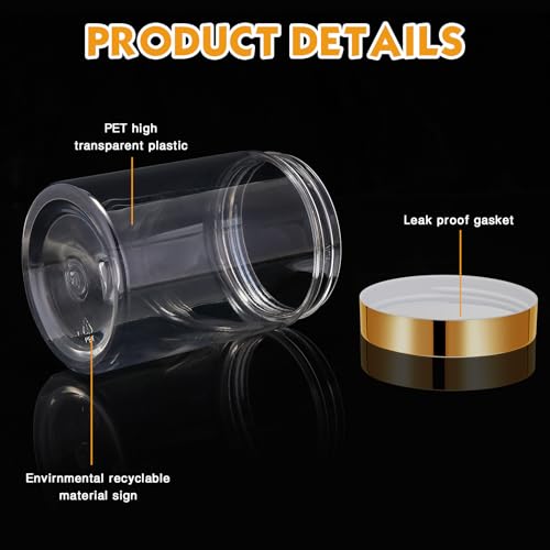 4 Pcs Plastic Jars Wide Mouth with Lids (4 Count)