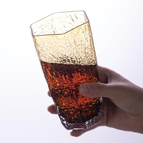 Amber Hexagonal Whiskey Glass Set (2 Count)