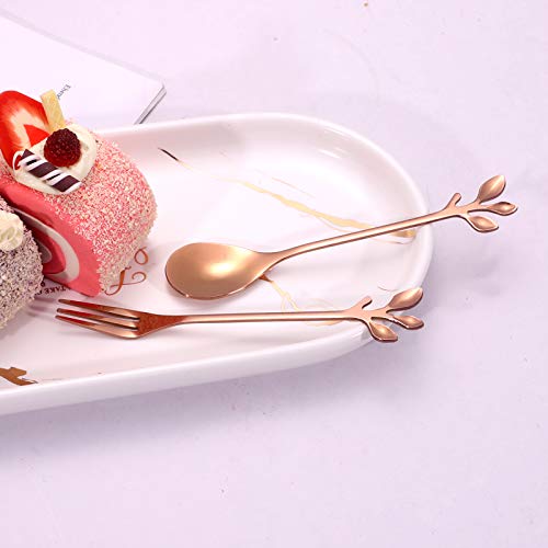 Elegant Rose Gold Leaf Coffee Spoons (10 Count)