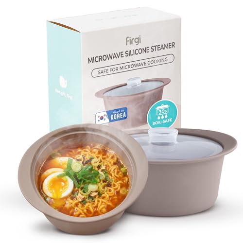 40oz Platinum Silicone Microwave Steamer Pot with Handle & Lid