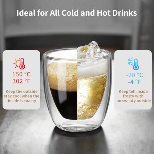 10oz Double Wall Espresso Cups Set of 4 (4 Count)