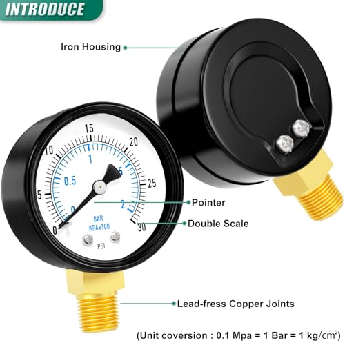 0 30PSI Well Pump Pressure Gauge 2" Dial Size