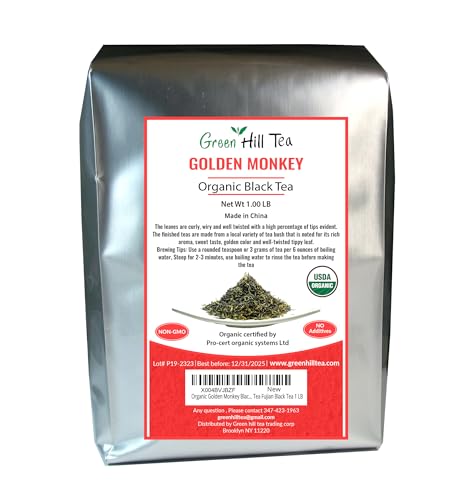 Organic Golden Monkey Black Tea Premium Loose leaf Tea Fujian Black Tea 1 LB