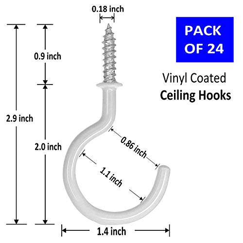 24 Pack Hanger Ceiling Screw Hooks for Hanging Outdoor String Light (24 Count)