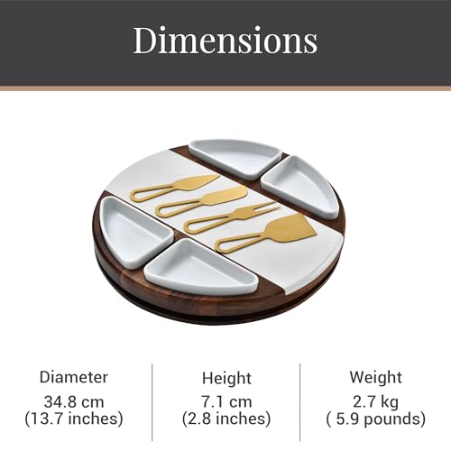 Upgraded Lazy Susan Cheese Cutting Board Set