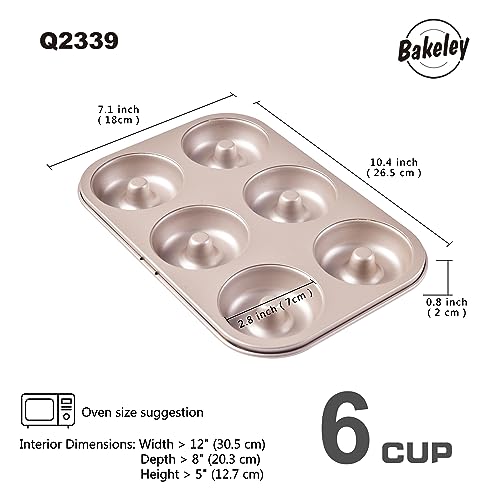 Non-stick 6-Cavity Donut Pans,Set of 2,Ring Doughnut Pan,Donut Pan for Baking(Champagne Gold) (2 Count)