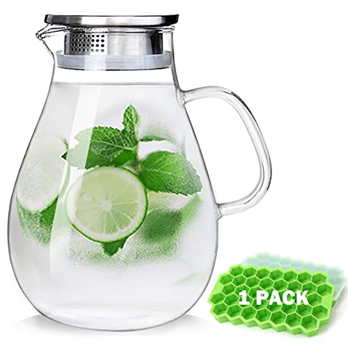 88OZ Glass pitcher with lid and Spout