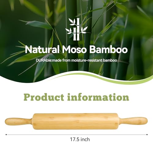 17.5 inch Wooden Rolling Pin for Baking