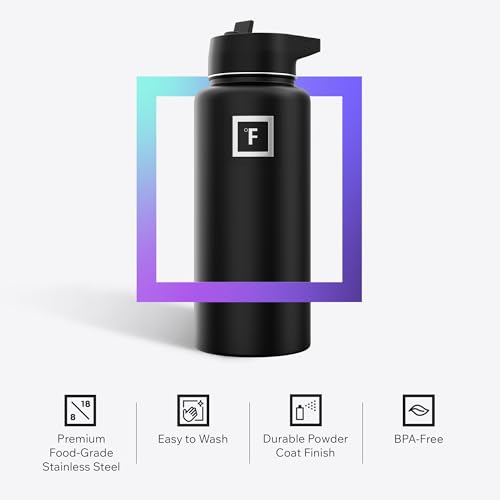 32 oz Wide Mouth Water Bottle with Straw