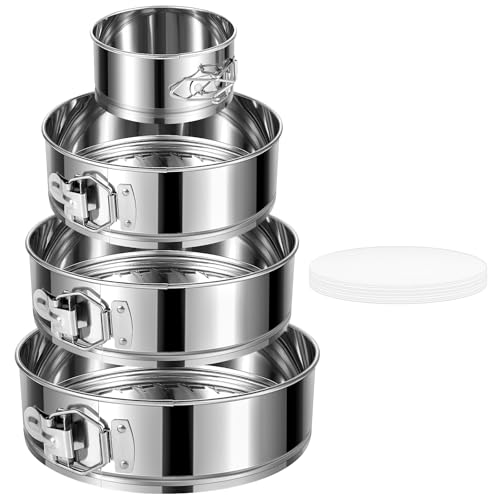 4/7/9/10-Inch Set Springform Pan, Removable Bottom, Stainless Steel (4 Count)