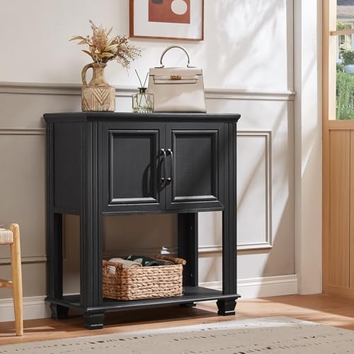 Farmhouse Coffee Bar Cabinet with Open Shelf