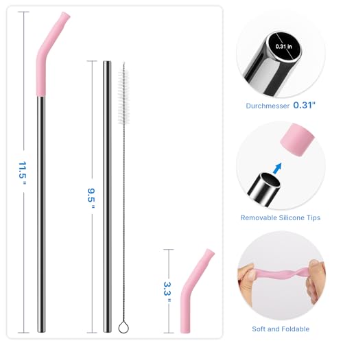 Repeatable Metal Straw with Silicone Tips for 30 oz Stanley Tumbler