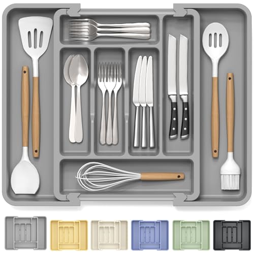 Large Silverware Organizer Tray for Kitchen Drawer Utensils Thicker