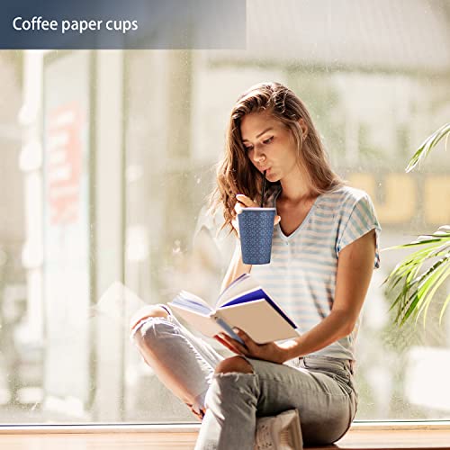 240 Pack Paper Cups 12 oz Bulk Disposable Coffee Cups Navy Floral (240 Count)