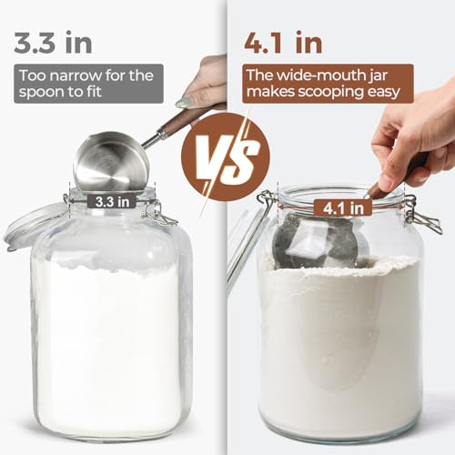 Large Glass Jars with Airtight Lids 1.1 Gallon 2 Pack Wide Mouth (2 Count)