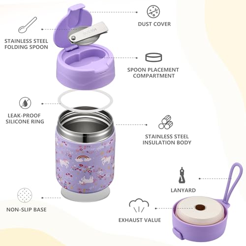 17oz Soup Thermo for Hot Food Kids Insulated Vacuum Food Jar with Stainless Steel Spoon Wide Mouth Thermo Leakproof Lunch Food Container Kids Hot Lunch Box