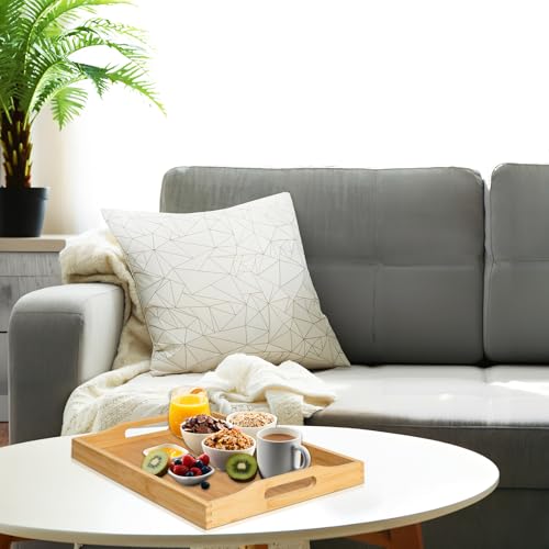 Bamboo Food Serving Tray with Handles