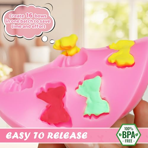 Mini Bow Silicone Molds for Candy Fondant Chocolate Clay Cake Sugar Cake Pop Decorating