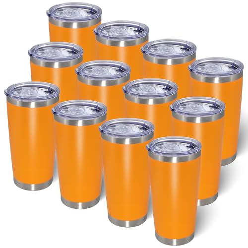 20oz Tumbler with Lid Stainless Steel Tumblers Insulated Mug Orange 12P (12 Count)