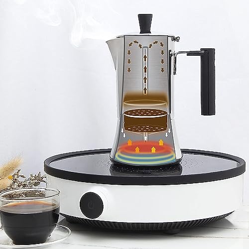 Pedro Stovetop Espresso Maker 4Cup 200ml Stainless Steel Italian Coffee Machine Maker Moka Pot Induction Espresso Pot (4 Count)