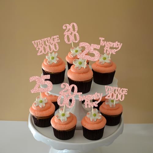 24Pcs 25th Birthday Cupcake Toppers Glitter Twenty (24 Count)