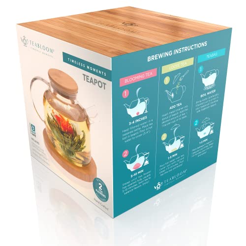 Stovetop Safe Glass Teapot with Bamboo Lid