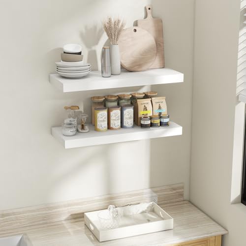32 Inch White Floating Shelves for Wall (2 Count)