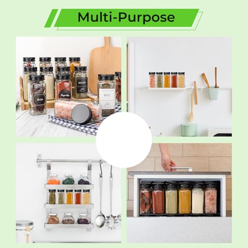 36 Pack 4oz Glass Spice Jars with Black Metal Caps & Shaker Lid (36 Count)