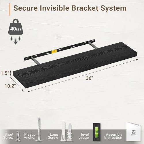 36" Floating Shelves 10 inch Deep (2 Count)