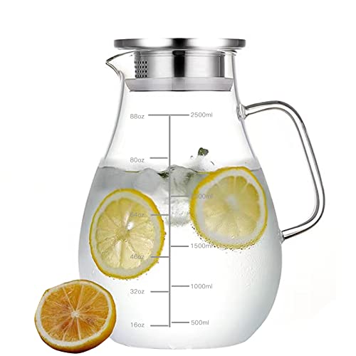 84.5oz Borosilicate Glass Teapot with 304 Stainless Steel Lid & Built