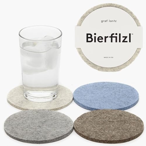 Bierfilzl Merino Wool Round Coasters Set of 4 (4 Count)