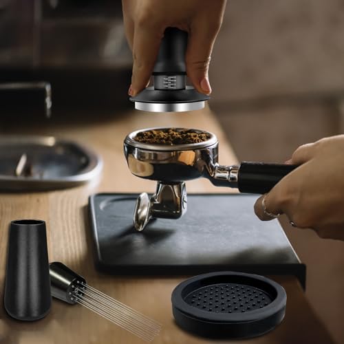 Coffee Espresso Tamper 51mm with WDT Tool Calibrated Spring Loaded