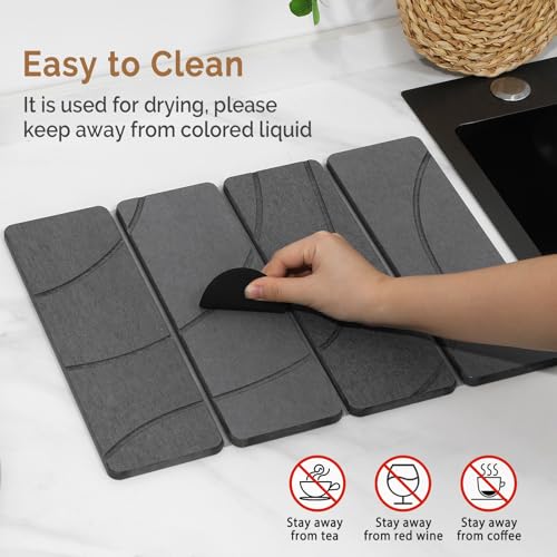Small Stone Dish Drying Mat for Kitchen Counter (2 Count)