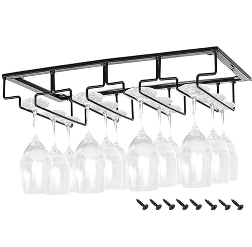 Wine Cup Holder Table Decoration Storage Hanger Metal Organizer for Bar Kitchen Stemware Rack Under Cabinet Stainless Steel Hanger Storage Shelf Black