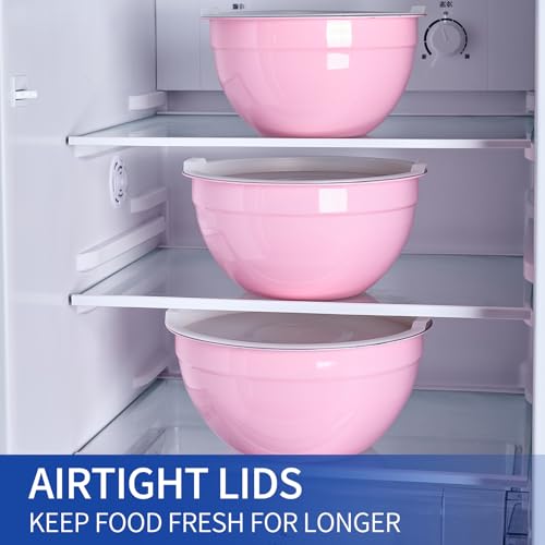 Pink Mixing Bowls With Airtight Lids