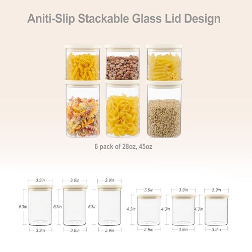Glass Food Storage Jar with Glass Lid in Square Shape (6 Count)