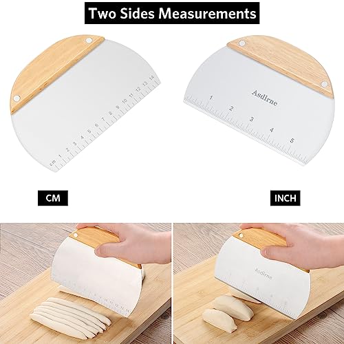 Dough Cutter Dough Scraper with Wooden Handle and Food Grade Stainless Steel Blade (11.9931 Ounce)