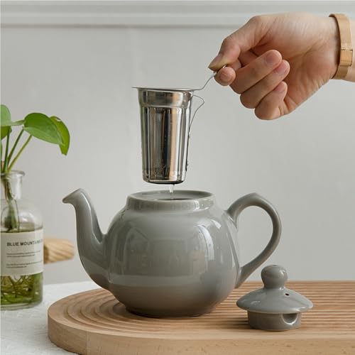 Farmhouse 4 Cup Ceramic Teapot with Removable Infuser and Lid