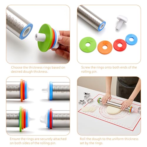 Rolling Pin with Thickness Rings