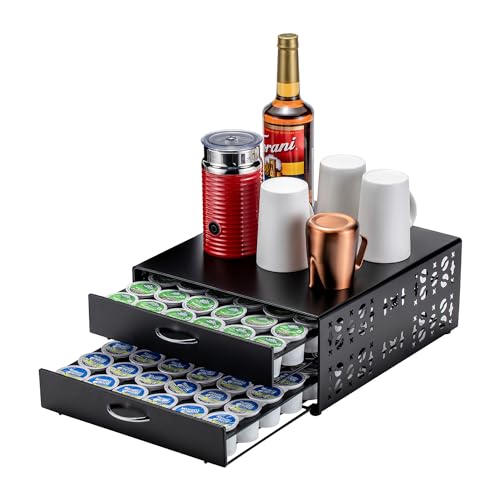 K Cup Organizer Drawer 2 Tier Coffee Pod Holder for Keurig Pod Holder Save Space Countertop Kitchen