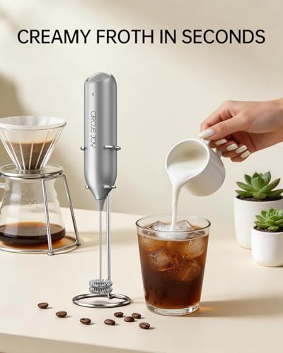 Rechargeable Milk Frother Handheld with Stand