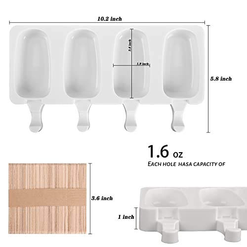 Popsicle Silicone Mold with 50 Pcs Wooden Sticks