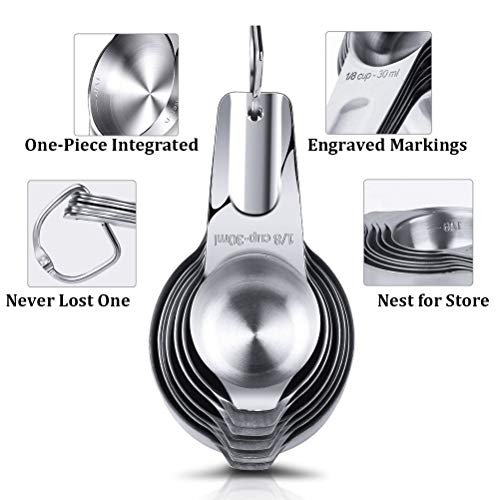 Measuring Cups Stainless Steel 7 Piece Stackable Set for Dry or Liquid Ingredients Measurement