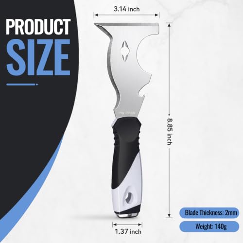 10-in-1 Putty Knife, MultiUse Paint Scraper Tool, Hammer End